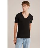 WE Fashion Heren 'deep' V-neck T-shirt van biologisch katoen