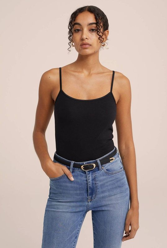 Jersey Spaghetti Top - Effen - Ronde Hals - Mouwloos