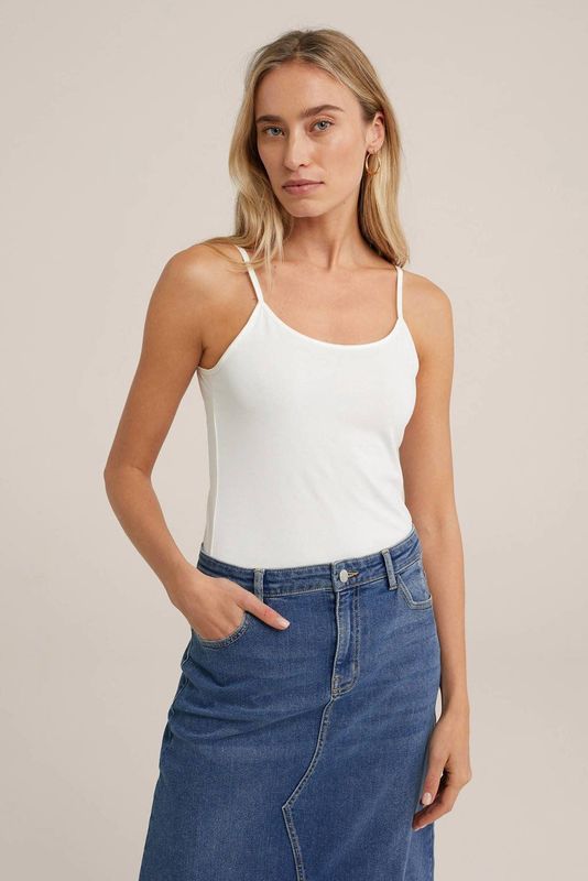 WE Fashion - Spaghetti Top - Wit - Slanke Pasvorm - Mouwloos