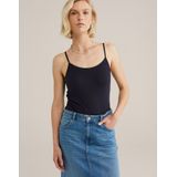WE Fashion Spaghettitop met Biologisch Katoen Donkerblauw