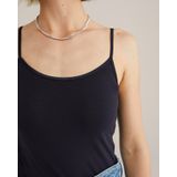 WE Fashion Spaghettitop met Biologisch Katoen Donkerblauw