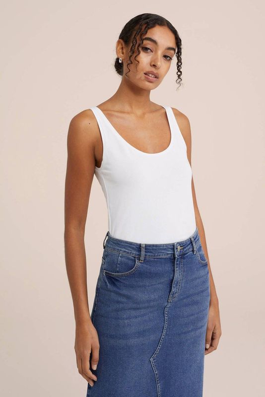 WE Fashion Singlet met Biologisch Katoen Wit