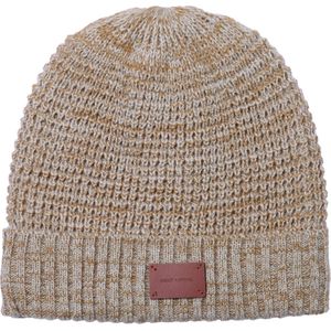 Wool Blend Waffle Beanie, lichtbruin, Eén maat