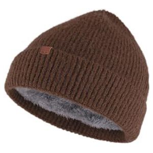 BICKLEY + MITCHELL Dames Soft Rib Lined Beanie Hat, bruin, Eén maat