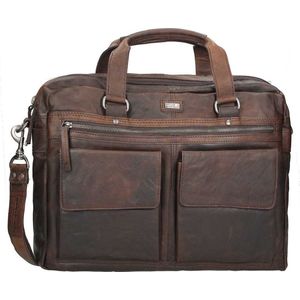 Spikes & Sparrow Bronco Heren Business Tas dark brown schoudertas heren