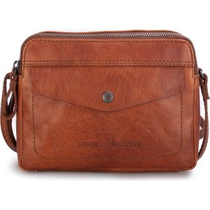 Spikes & Sparrow Kleine Crossbodytas / Schoudertas Dames - Leer - Hawai - Cognac
