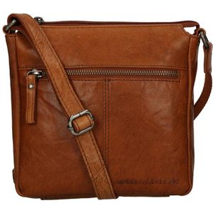 Spikes & Sparrow - Kleine Crossbodytas - Cognac - Leer - Met Ritssluiting