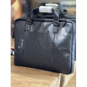 Spikes and Sparrow laptoptas -Sleeve leer Black 15.6