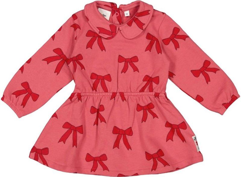 Feetje - Jurk - Roze - Midi Lengte - Lange Mouwen - Klassieke Kraag