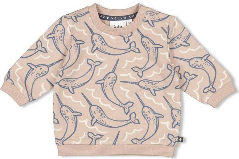 Feetje - Sweater - Narwal-design - Zacht Katoen - Met Drukknoopjes