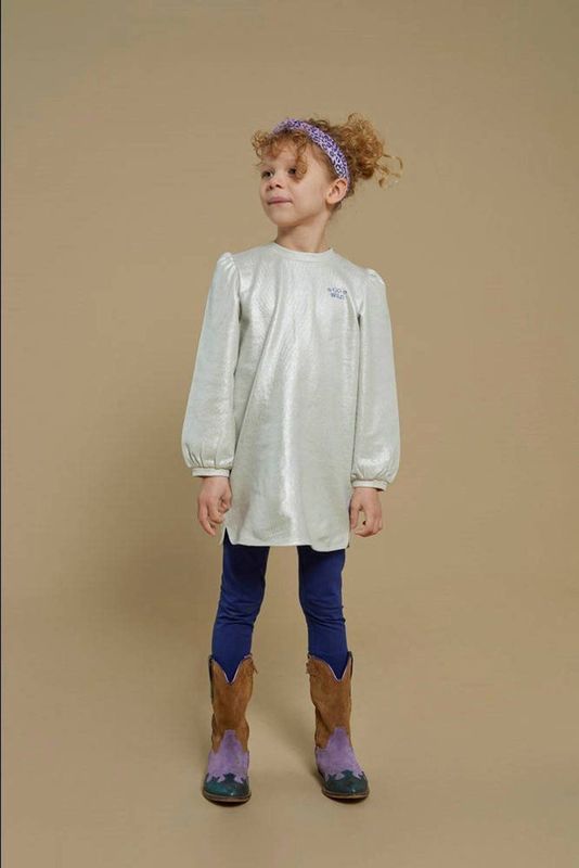 Jubel - Korte Jurk - Zilver - Lange Mouwen - Ronde Hals