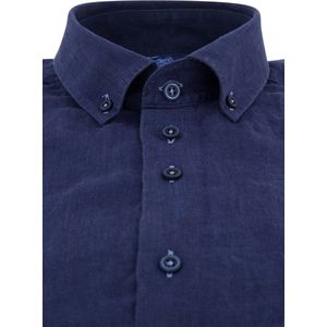 Eden Valley - Overhemd - Navy - Linnen - Korte Mouwen