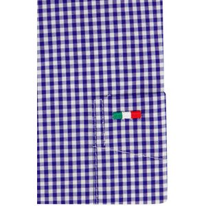 Portofino - Overhemd - Blauw-Wit - Katoen - Wijde Fit