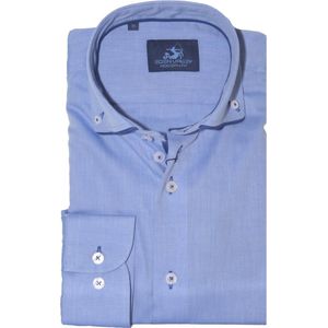 Eden Valley - Lange Mouw Overhemd - Blauw - Katoen - Modern Fit