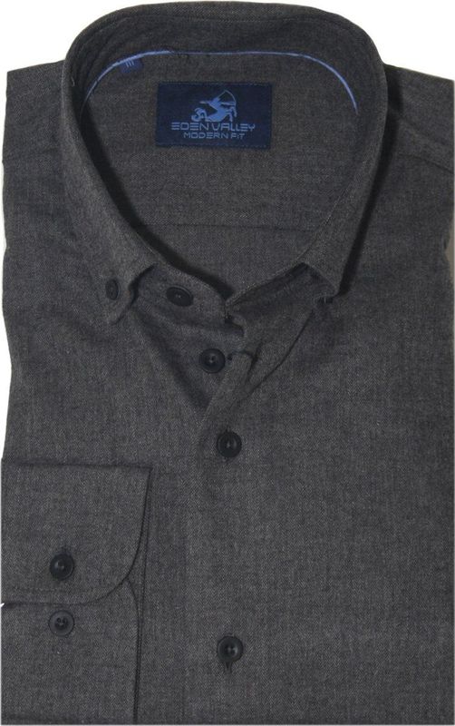 Eden Valley - Lange mouw overhemd - Heren - 3XL - Antraciet - Katoen - 514796-Modern