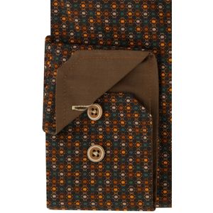 Portofino - Casual Overhemd - Bruin - Katoen - Wijde Fit