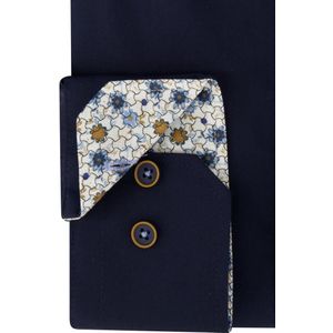 Portofino - Overhemd - Donkerblauw - Katoen - Wijde Fit