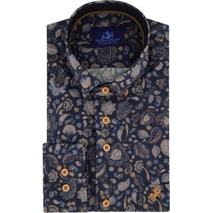 Eden Valley - Regular Fit - Casual Overhemd - Donkerblauw - Katoen/Elastaan