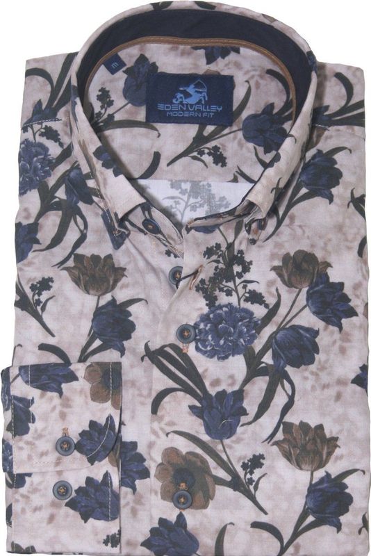 Eden Valley - Gebloemd Heren Overhemd - Lange Mouwen - Katoen - Modern Fit