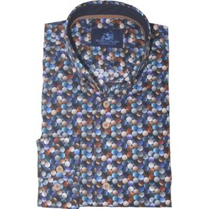 Eden Valley - Lange Mouw Overhemd - Blauw - Katoen - Modern Fit