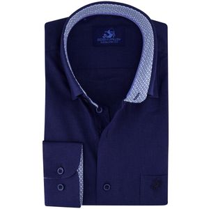 Eden Valley - Overhemd - Donkerblauw - Katoen/Linnen - Wijde Fit