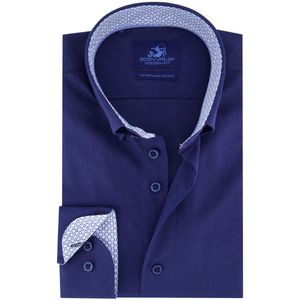 Eden Valley - Modern Fit Overhemd - Donkerblauw - Katoen/Linnen