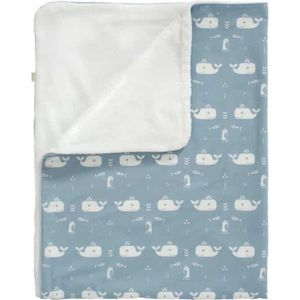 Fresk deken velours Whale blue fog