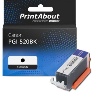 PrintAbout huismerk Inktcartridge PGI-520BK Zwart Geschikt voor Canon