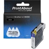 PrintAbout  Inktcartridge LC-980BK Zwart geschikt voor Brother