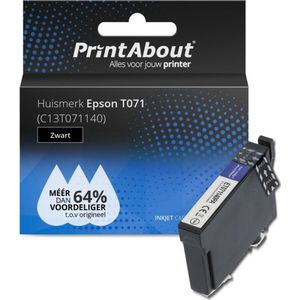 PrintAbout huismerk Inktcartridge T071 (C13T071140) Zwart Geschikt voor Epson