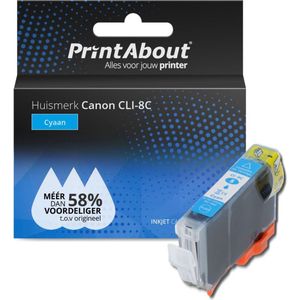 PrintAbout - Inktcartridge CLI-8C - Cyaan - Geschikt voor Canon