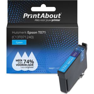 PrintAbout huismerk Inktcartridge T071 (C13T071240) Cyaan geschikt voor Epson