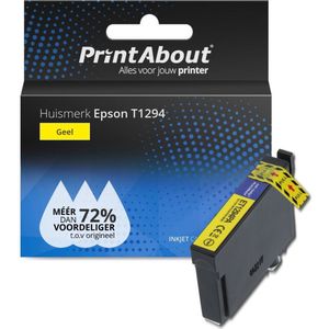 PrintAbout huismerk Inktcartridge T1294 Geel Geschikt voor Epson