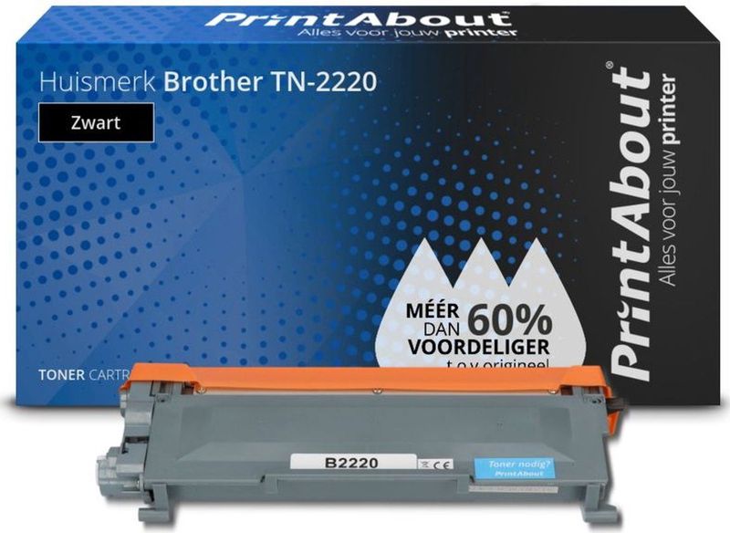 PrintAbout huismerk Toner TN-2220 Zwart Hoge capaciteit Geschikt voor Brother