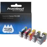 PrintAbout - Inktcartridge - Alternatief voor Canon PGI-5BK - Zwart - Inhoud 15ml