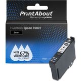 PrintAbout huismerk Inktcartridge T0801 Zwart Geschikt voor Epson