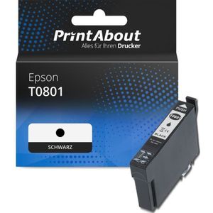 PrintAbout - Inktcartridge T0801 - Zwart - Geschikt voor Epson