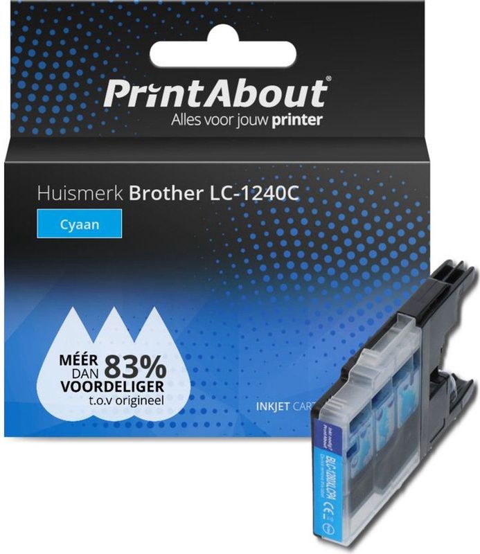 PrintAbout huismerk Inktcartridge LC-1240C Cyaan Geschikt voor Brother