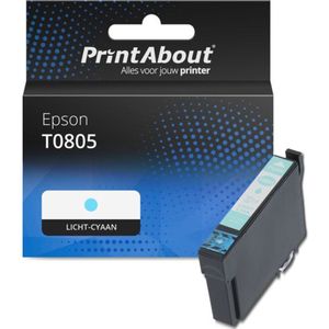 PrintAbout - Inktcartridge T0805 - Licht-Cyaan - Geschikt voor Epson