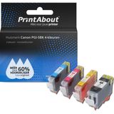 PrintAbout huismerk Inktcartridge PGI-5BK 4-kleuren 4-kleuren Multipack Geschikt voor Canon