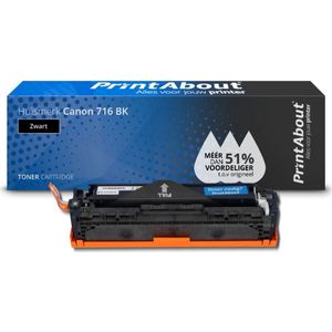 PrintAbout  Toner 716 BK Zwart Hoge capaciteit geschikt voor Canon