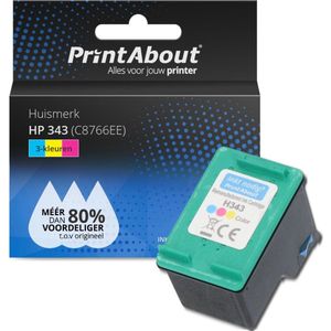 PrintAbout  Inktcartridge 343 (C8766EE) 3-kleuren geschikt voor HP