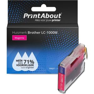 PrintAbout  Inktcartridge LC-1000M Magenta geschikt voor Brother