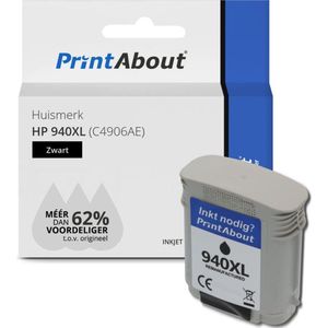 PrintAbout huismerk Inktcartridge 940XL (C4906AE) Zwart Hoge capaciteit Geschikt voor HP
