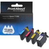 PrintAbout huismerk Inktcartridge T1306 4-kleuren Multipack Geschikt voor Epson
