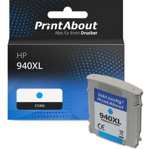 PrintAbout huismerk Inktcartridge 940XL (C4907AE) Cyaan Hoge capaciteit Geschikt voor HP
