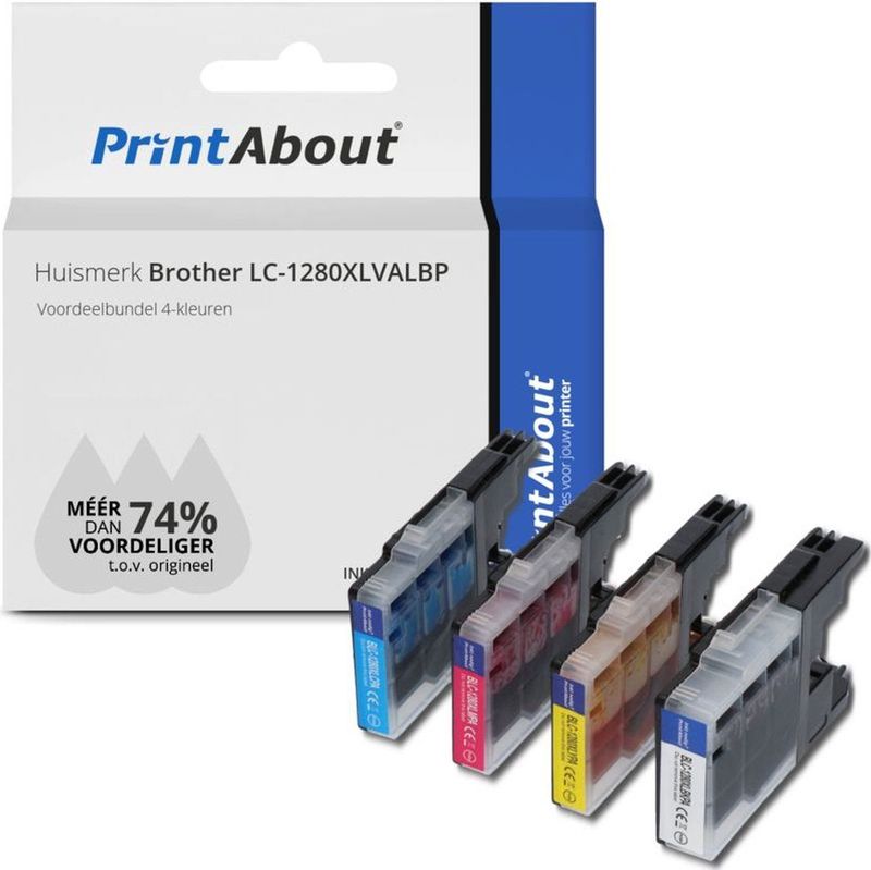 PrintAbout - LC-1280XLBK - Inktcartridge - 4-Kleuren - 148ml