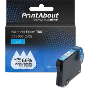 PrintAbout huismerk Inktcartridge T061 (C13T061240) Cyaan geschikt voor Epson