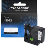 PrintAbout - Dymo Tape - Zwart op Wit - 12 mm