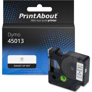 PrintAbout - Dymo Tape - Zwart op Wit - 12 mm